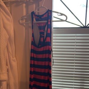 Forever 21 blue and coral/pink striped maxi dress